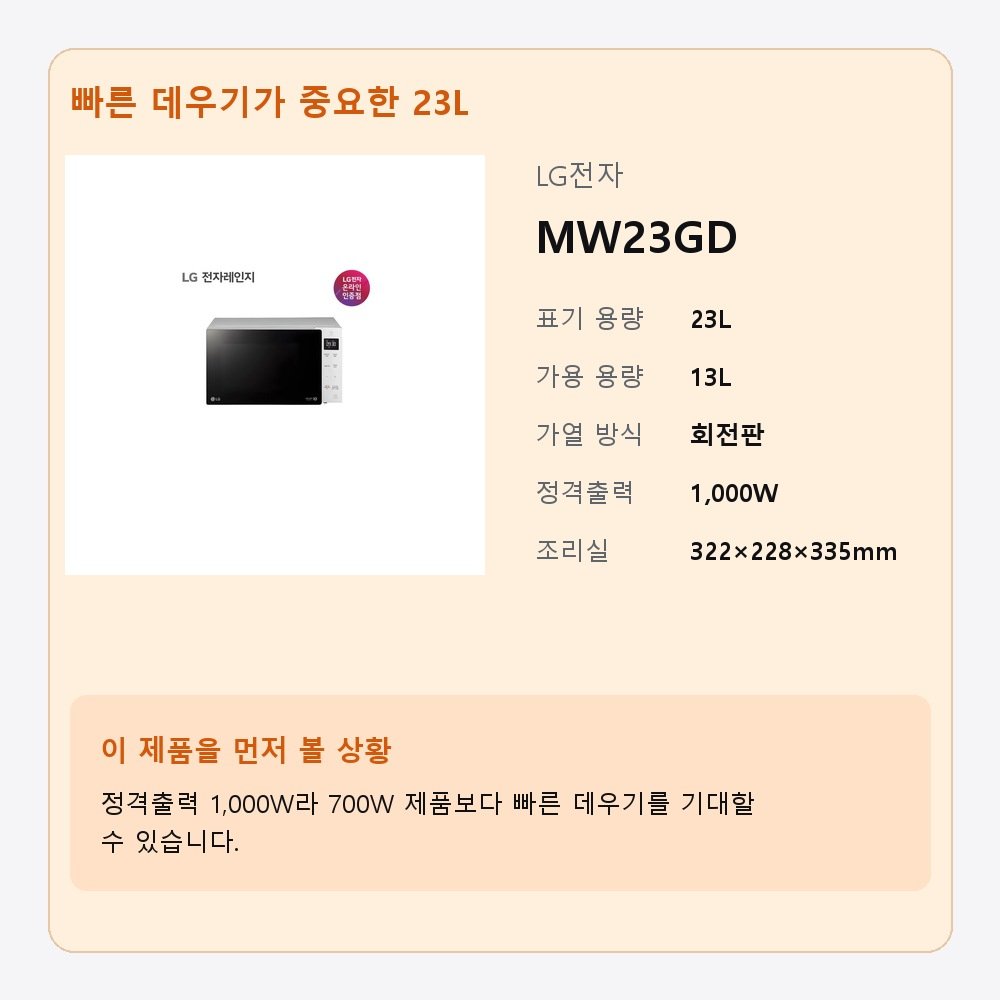 전자레인지 LG MW23GD 23L 보조 사진